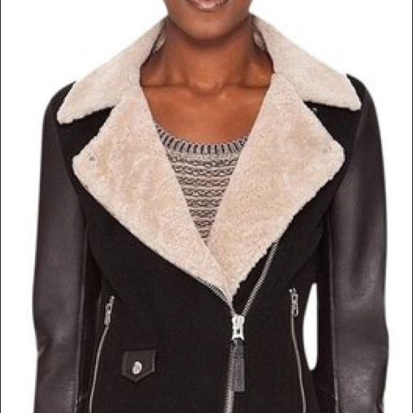 Danica Wild Leather & Sherling Mix Jacket in Black - Picture 4 of 6